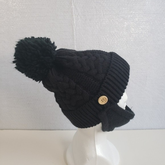 Beanie with Detachable Mask Cover Black Size OS One Size Pom Unisex RN 86183 - Picture 6 of 9